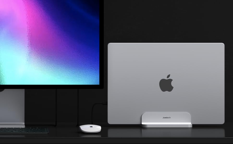 Aluminum vertical MacBook Pro laptop stand
