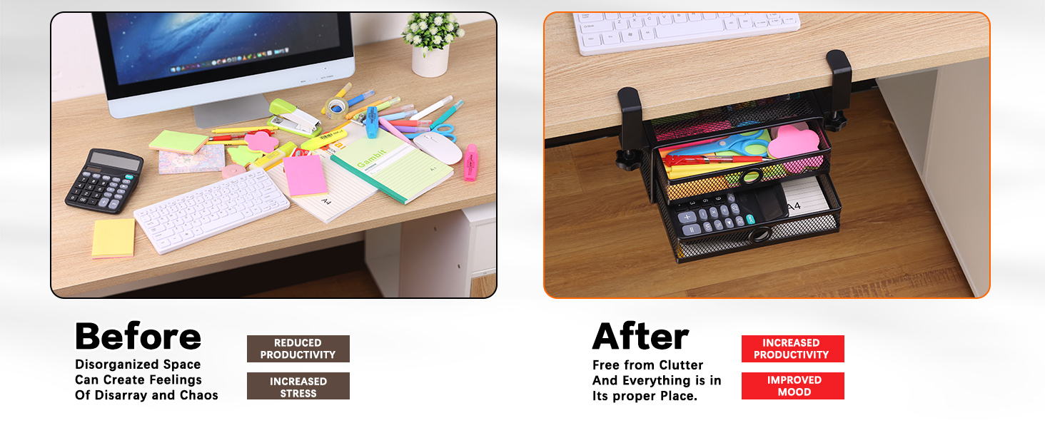 ROSYLINE's under desk drawer organizer cabinet is the ideal choice for your office or home workspace