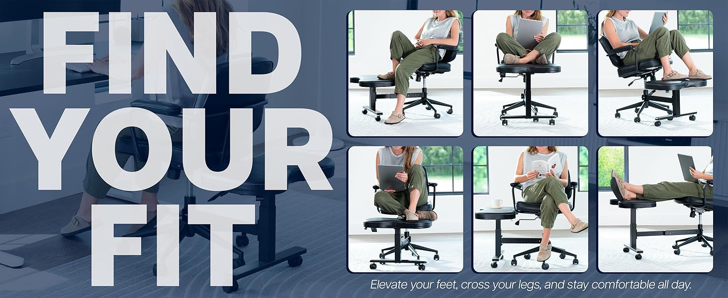 office chair footrest, retrofit ottoman, cross leg chair cushion, adjustable footrest stool