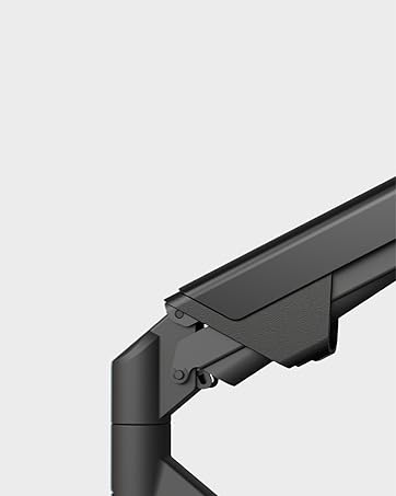 black ergonomic dual monitor arm with modern design